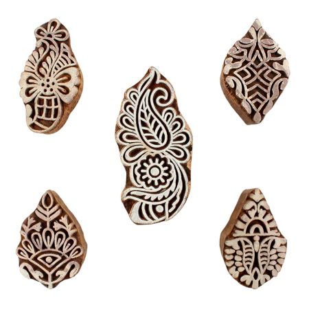 Set of 5 Piece New Mix Wooden Printing Blocks